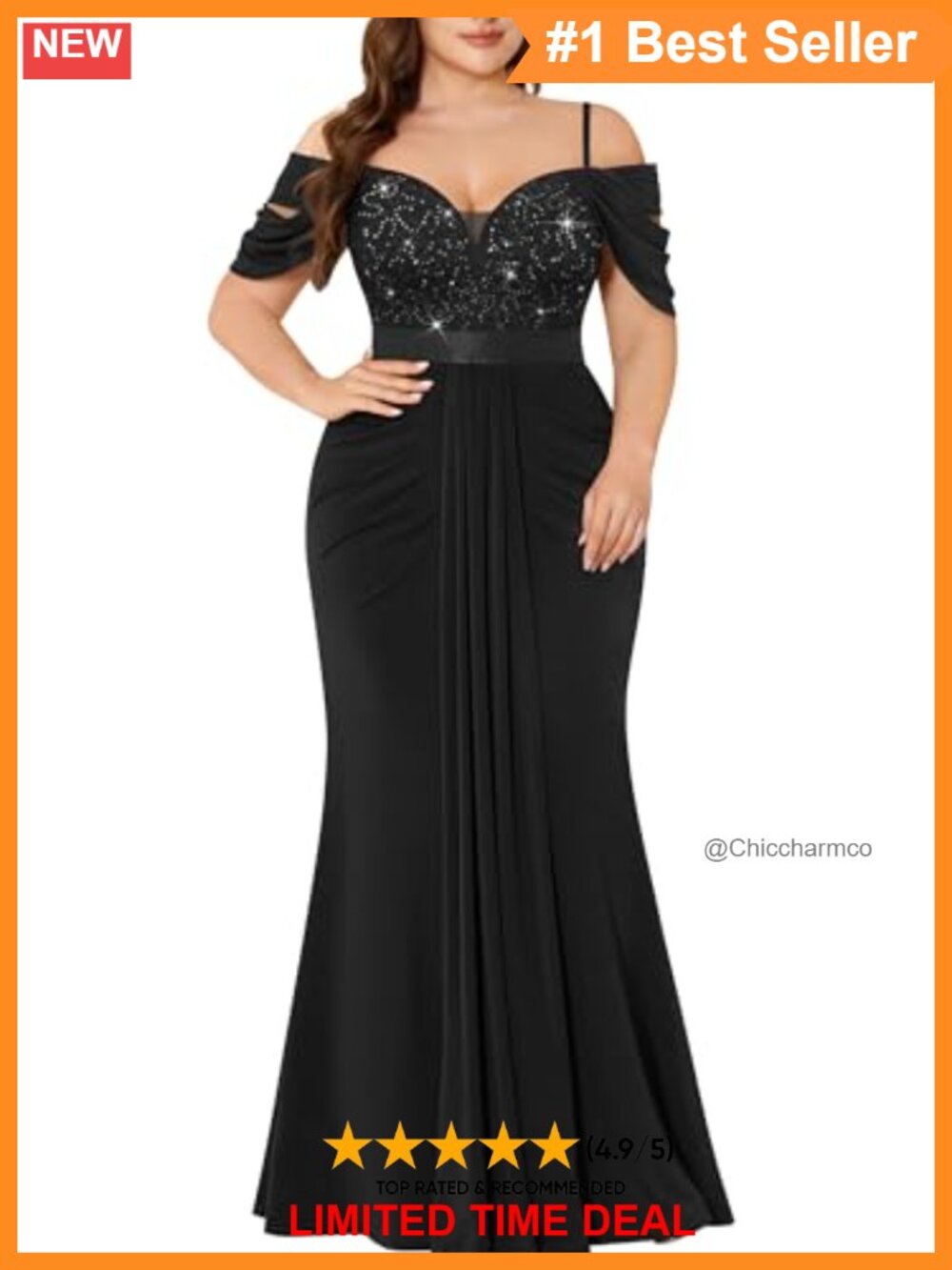 Plus Size Sequin Lace Mermaid Formal Gown Off Shoulder Maxi Dress